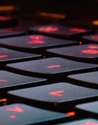 Close-up of the black keyboard